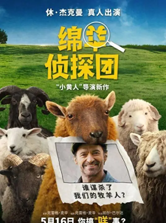 《绵羊侦探团》5月16日全国上映：休·杰克曼真人出演被害牧羊人，马思纯白客等献声中文版 | 资讯配图